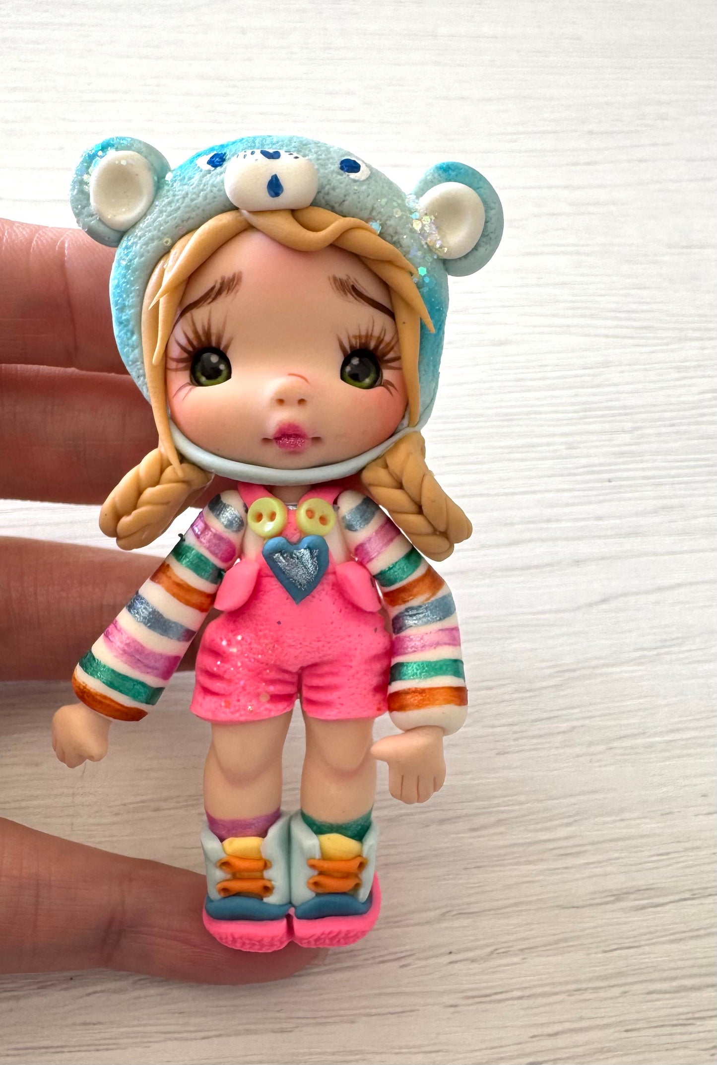 Blue bear colorful girl