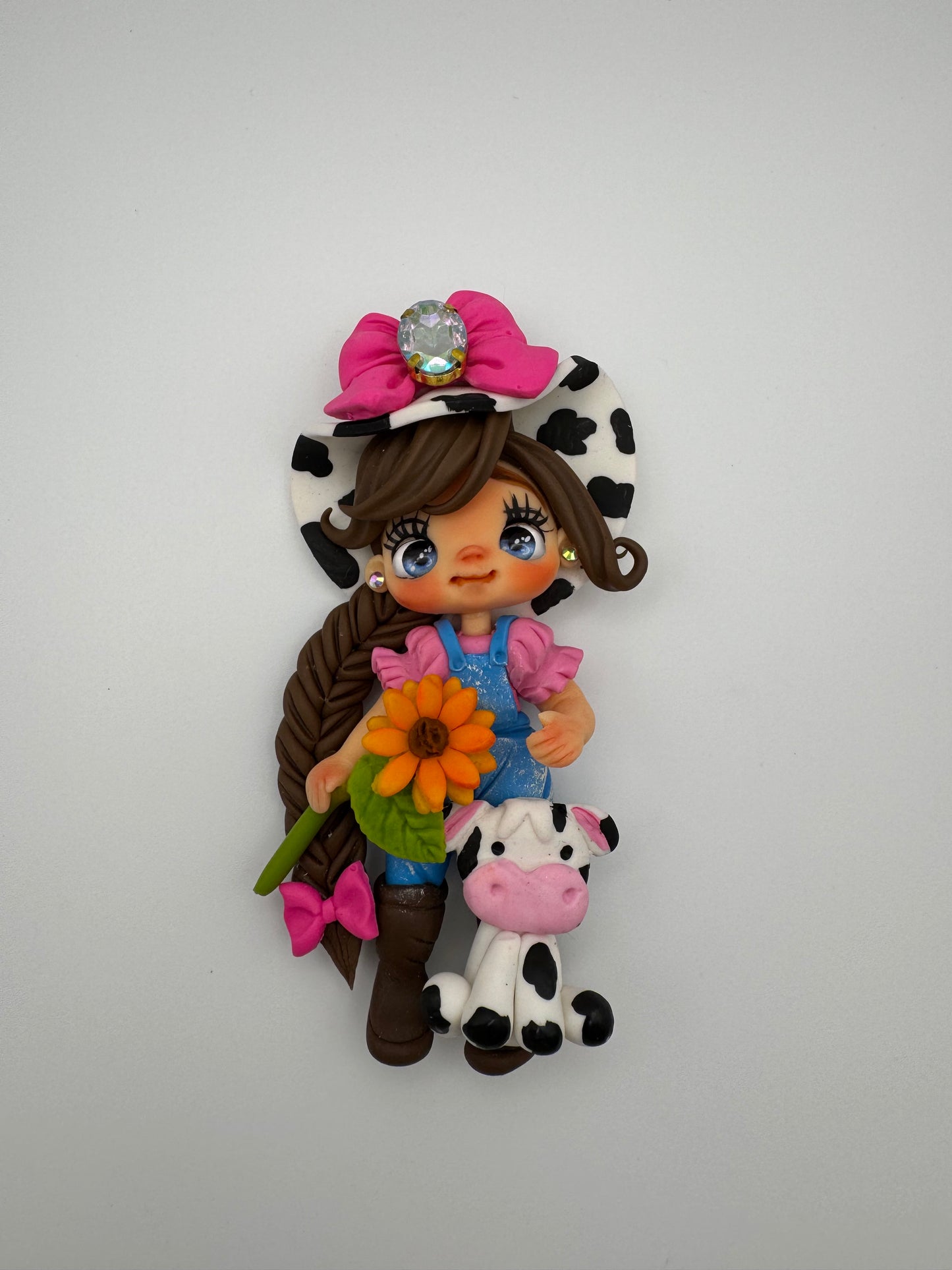 Cow girl w/flower