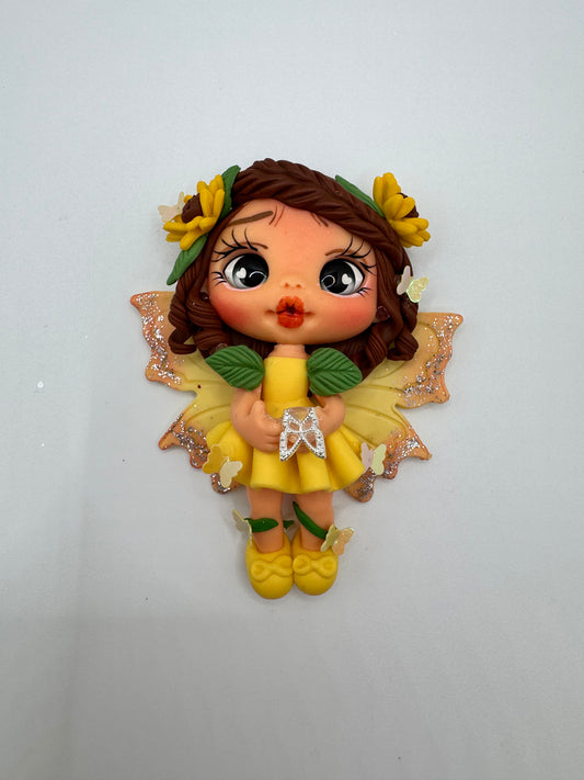 Yellow sunflower fairy girl